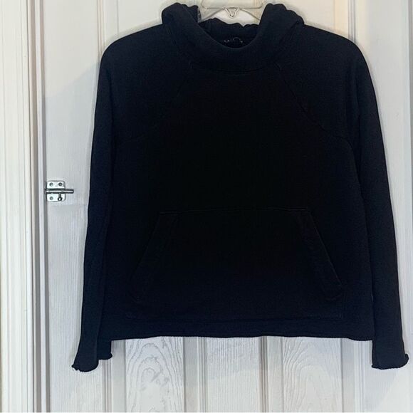 Athleta Tops - Athleta Black Hooded Sweatshirt Rope Trim Size Medium Cropped